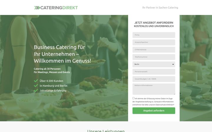 Captură de ecran a cateringdirekt.de