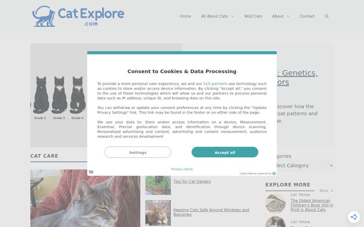 Screenshot of catexplore.com