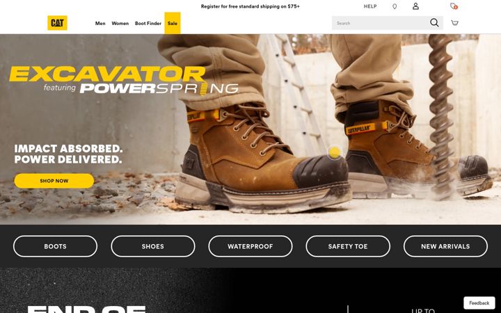 Screenshot of catfootwear.com