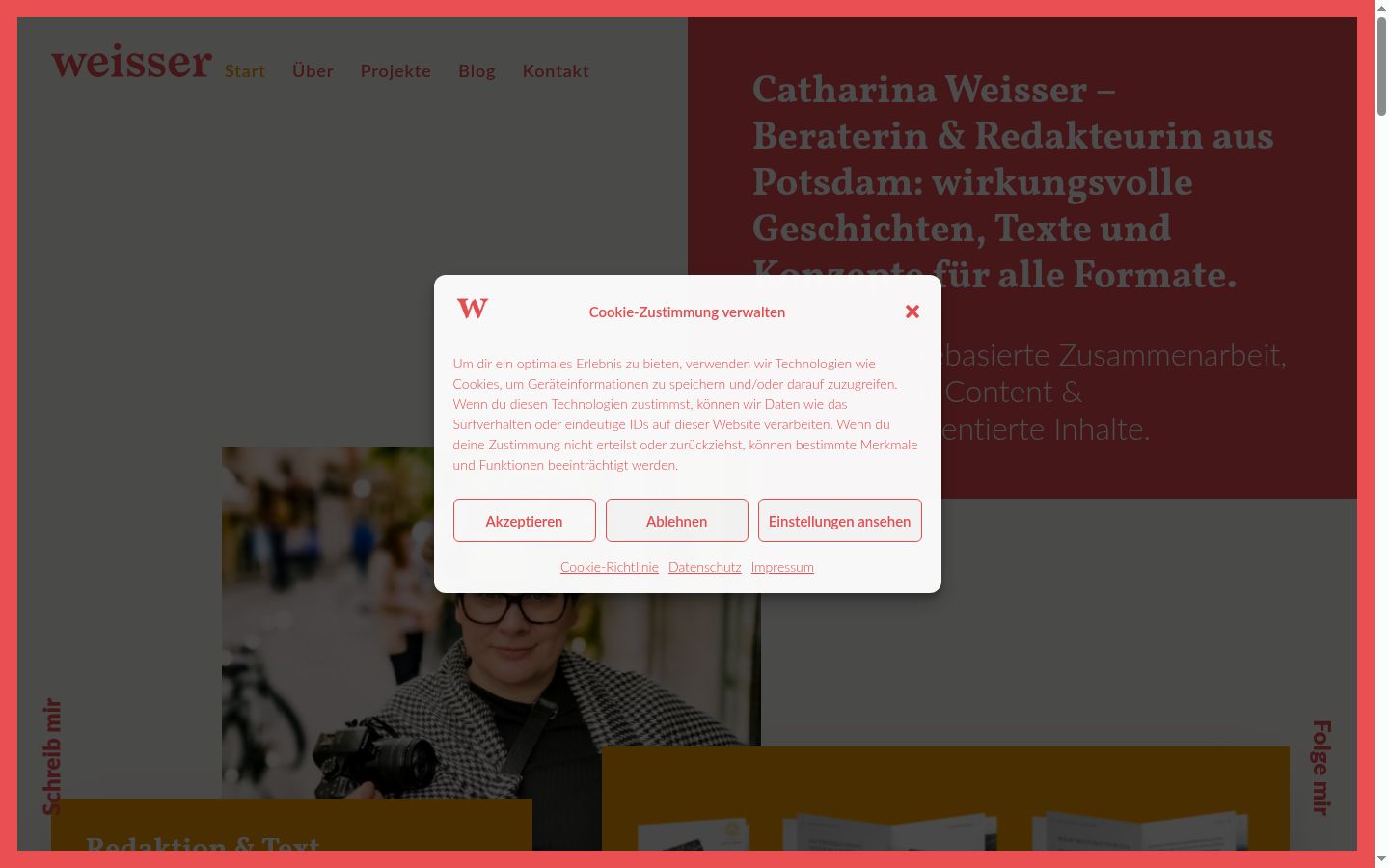Screenshot del banner di consenso mostrato prima di qualsiasi interazione