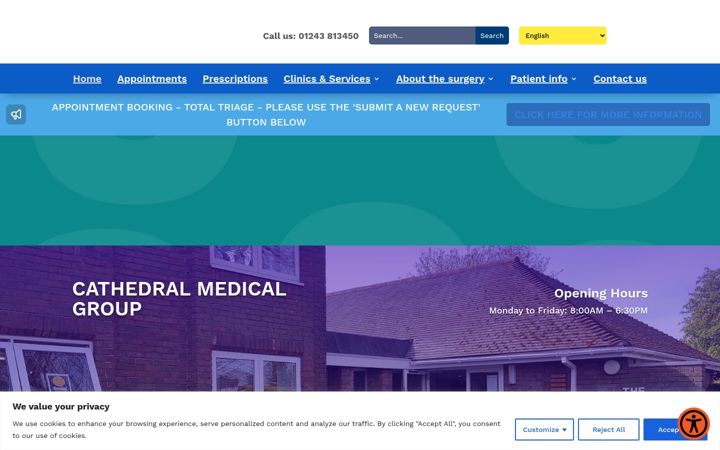 Screenshot of cathedralmedicalgroup.nhs.uk