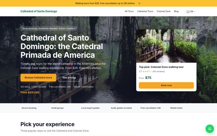 Screenshot of cathedralofsantodomingo.com