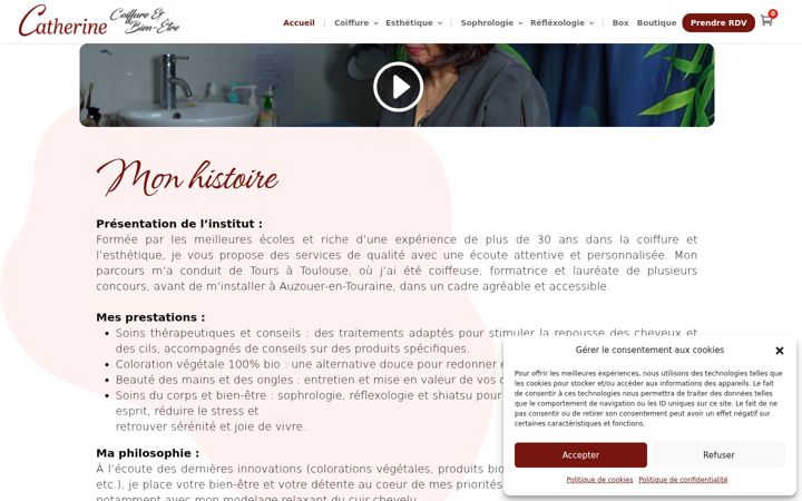 Screenshot of catherinecoiffurebienetre.fr