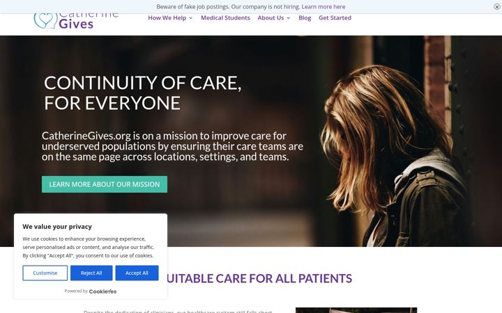 Screenshot of catherinegives.org