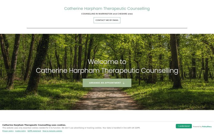 Screenshot of catherineharphamcounselling.co.uk