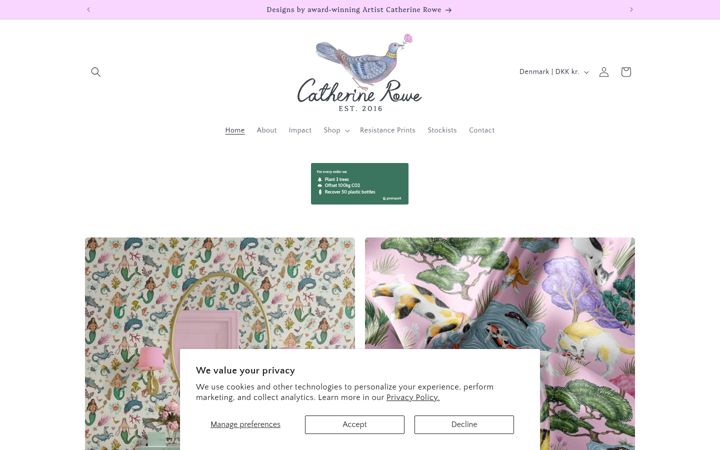 Screenshot of catherinerowedesigns.com