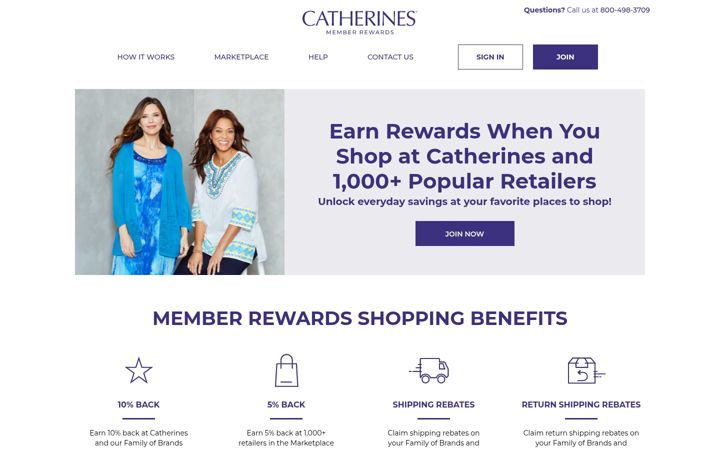 Captura de ecrã de catherinesmemberrewards.com