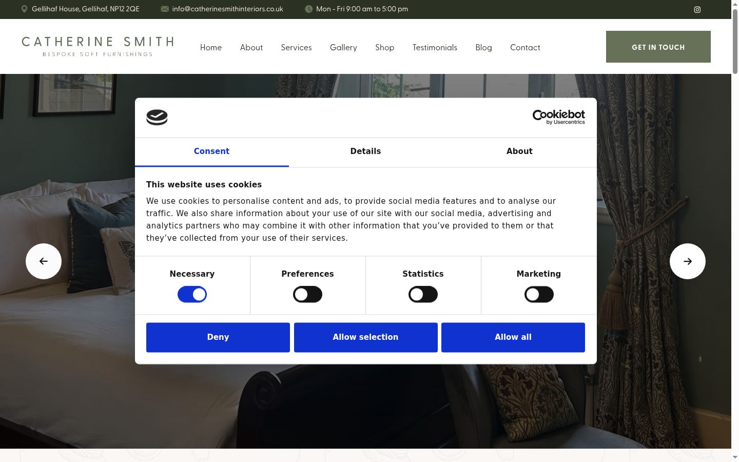 Screenshot del banner di consenso mostrato prima di qualsiasi interazione