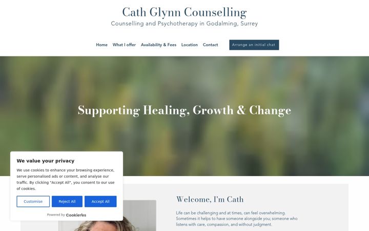 Captură de ecran a cathglynncounselling.co.uk