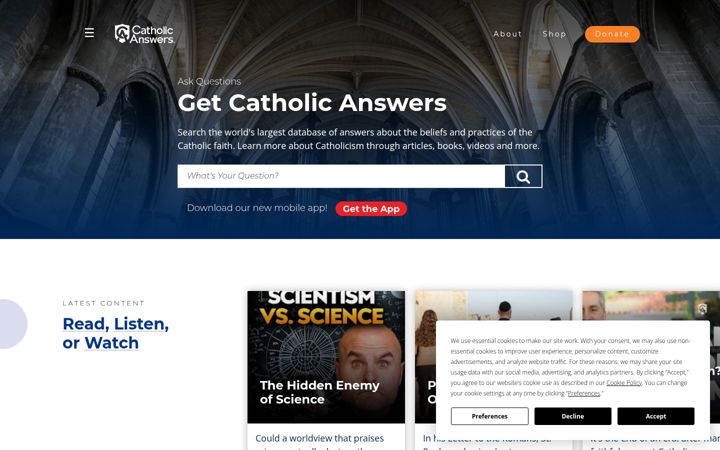 Capture d'écran de catholic.com