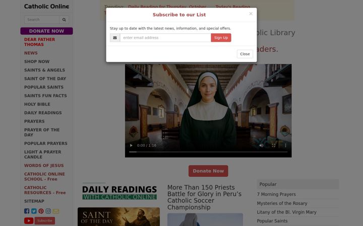 Screenshot του catholic.org