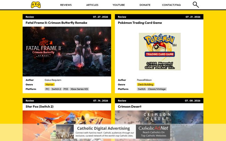 Screenshot of catholicgamereviews.com