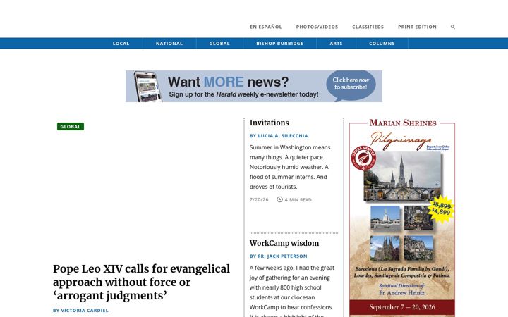 Screenshot of catholicherald.com