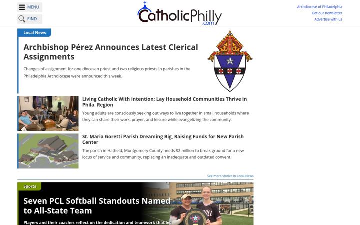 Screenshot of catholicphilly.com