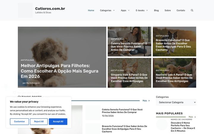 Screenshot stránky catioros.com.br