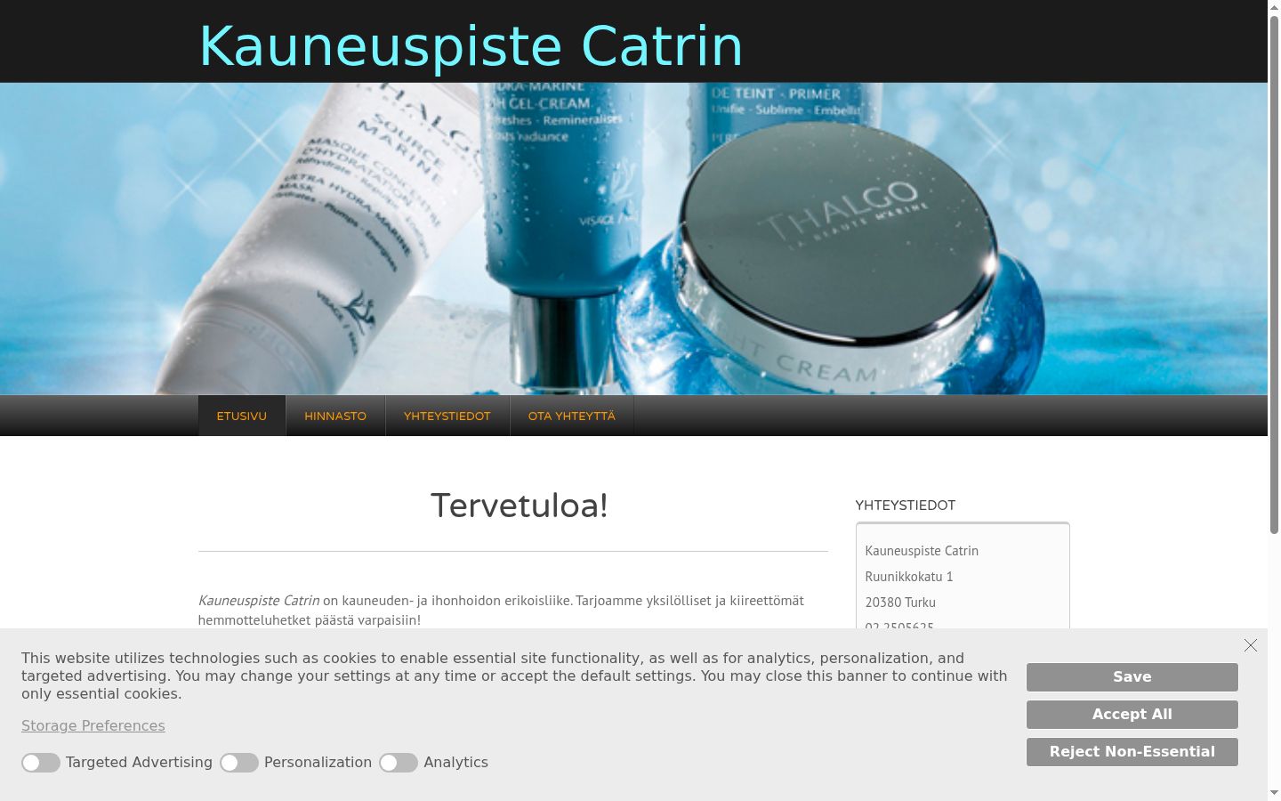 Screenshot del banner di consenso mostrato prima di qualsiasi interazione