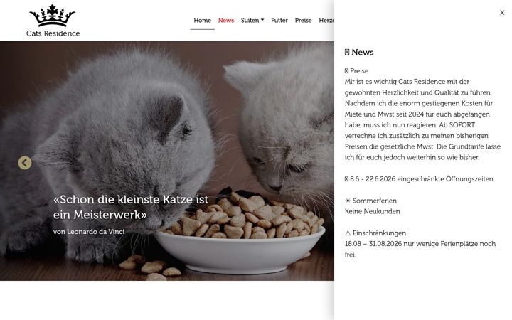 Screenshot of cats-residence.ch