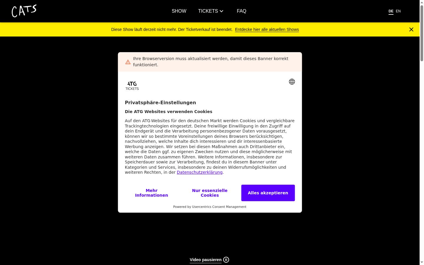 Screenshot van de toestemmingsbanner zoals getoond vóór enige interactie