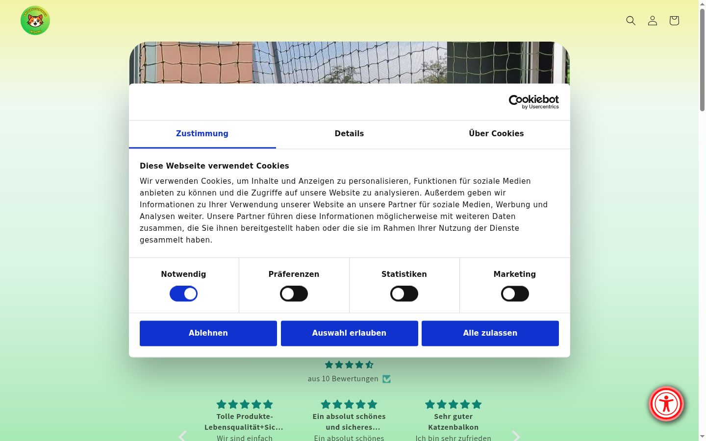 Screenshot of the consent banner shown before any interaction
