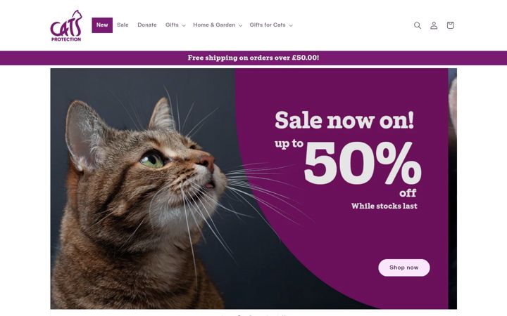 Screenshot of catsprotectionshop.co.uk