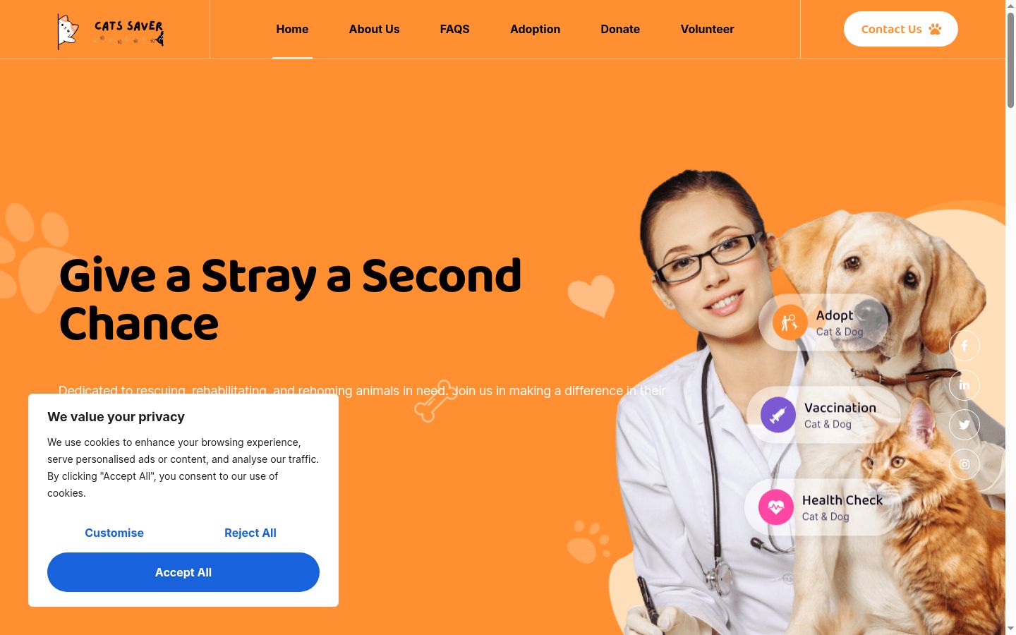 Screenshot del banner di consenso mostrato prima di qualsiasi interazione