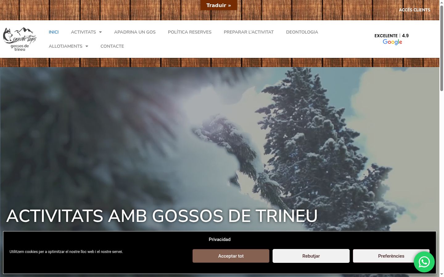 Captura de ecrã do banner de consentimento apresentado antes de qualquer interação