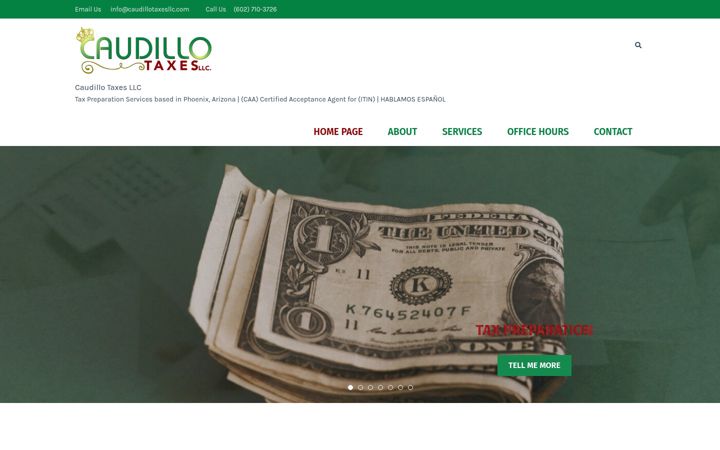 Screenshot of caudillotaxesllc.com