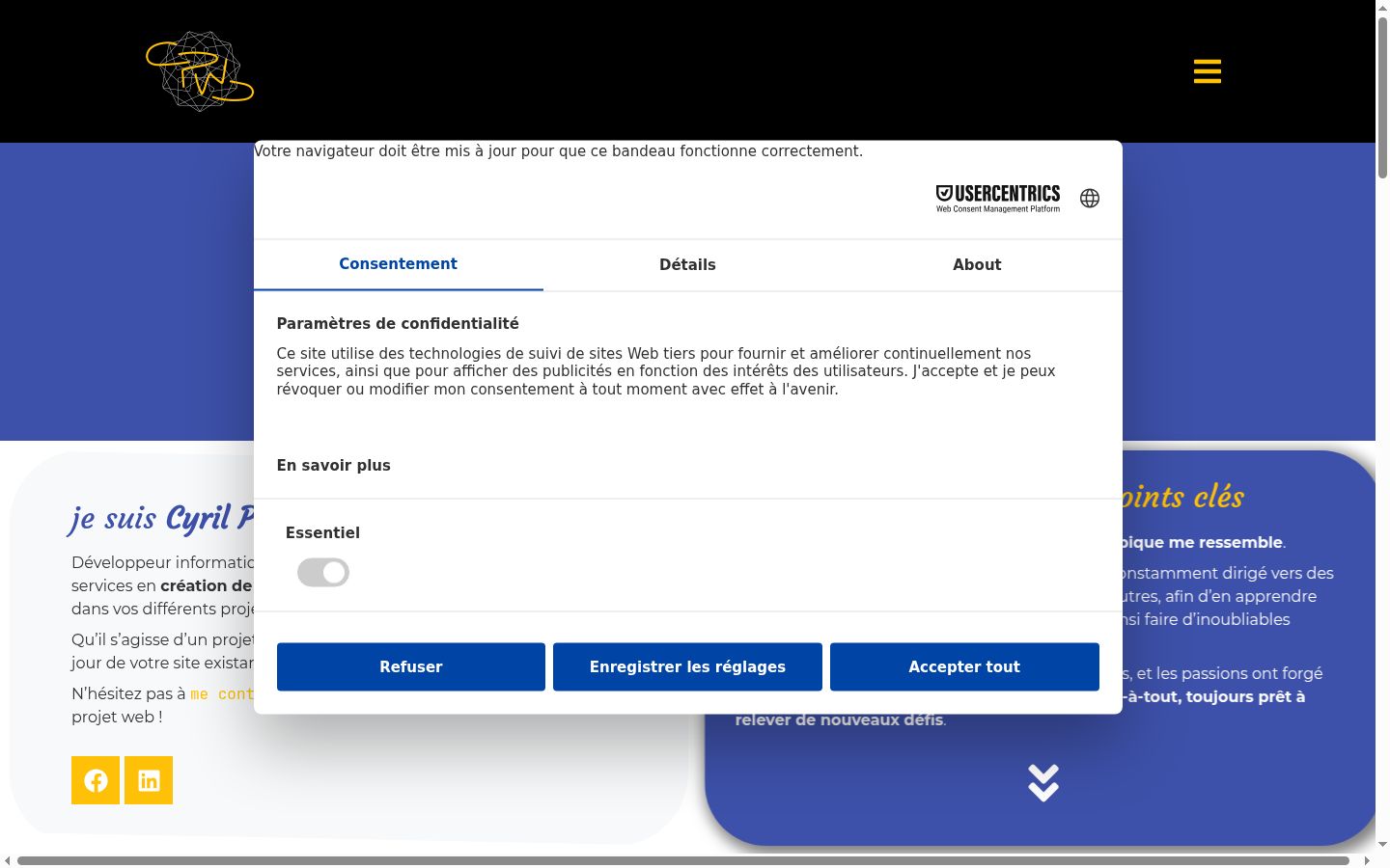 Screenshot des Einwilligungsbanners vor jeglicher Interaktion