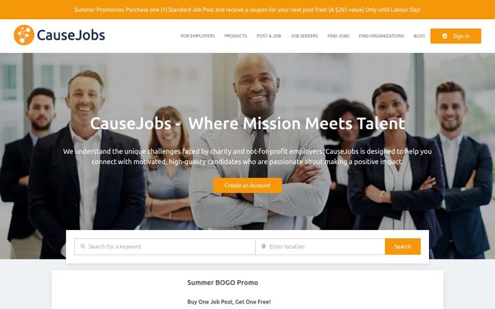 Screenshot of causejobs.com
