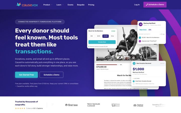 Screenshot of causevox.com