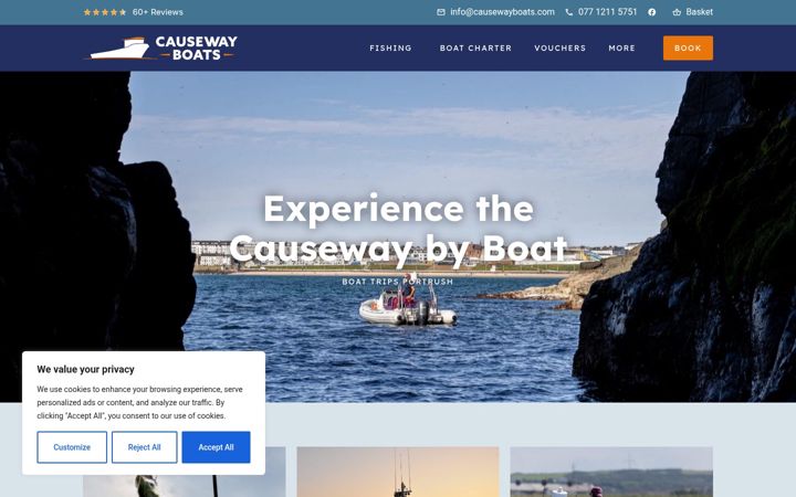 Screenshot of causewayboats.co.uk