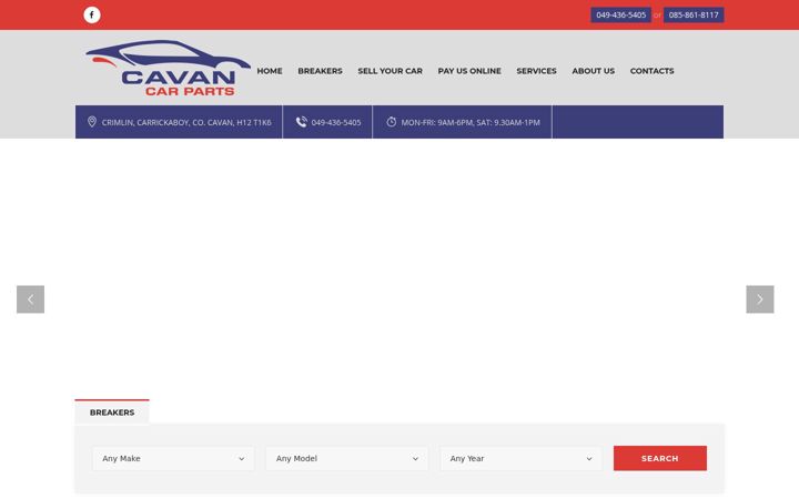 Captură de ecran a cavancarparts.ie