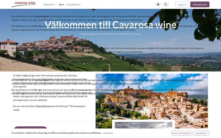 Screenshot of cavarosawine.se