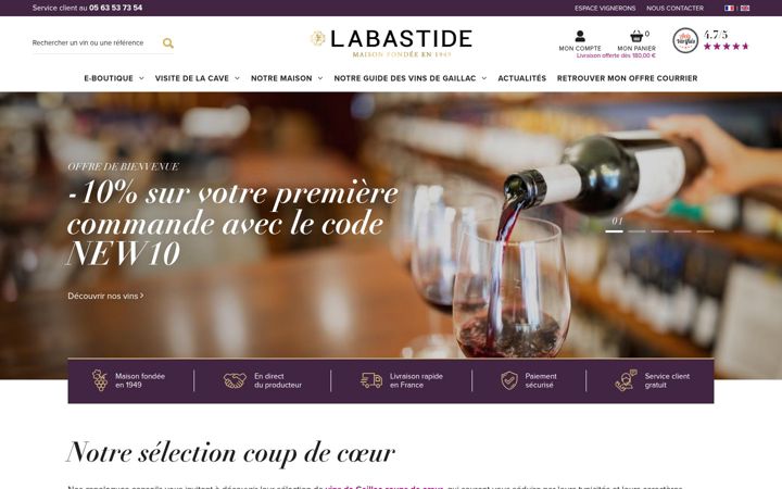 Screenshot of cave-labastide.com