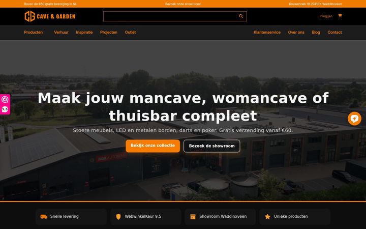 Snimka zaslona za caveandgarden.nl