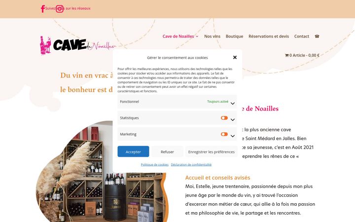 Screenshot stránky cavedenoailles.fr