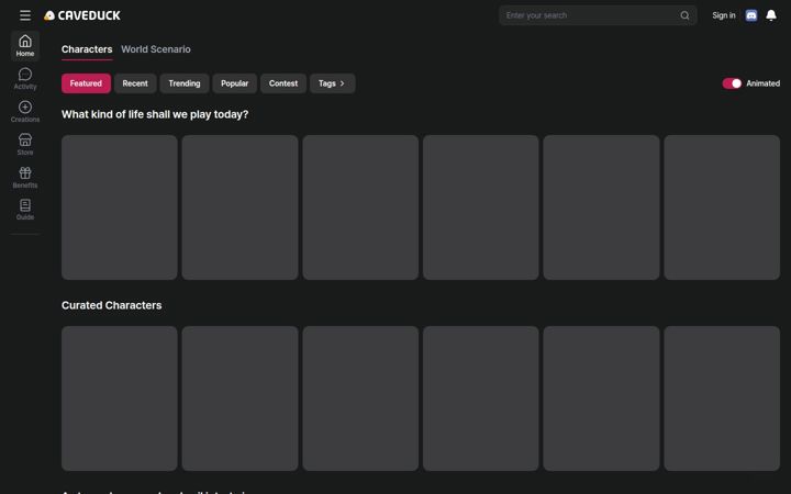 Screenshot of caveduck.io