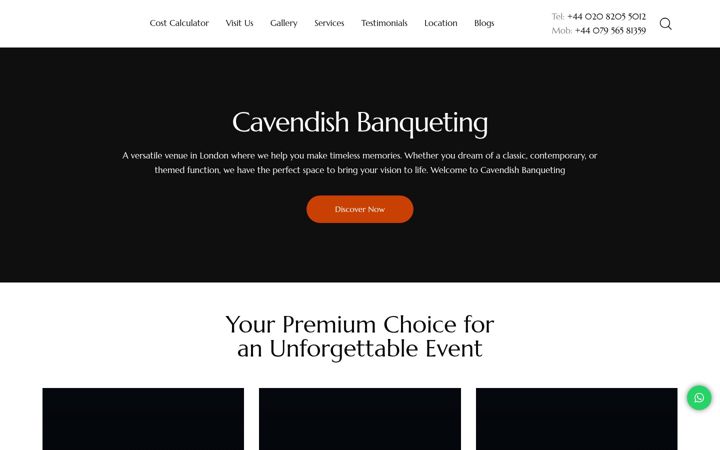 Snímek obrazovky cavendishbanqueting.co.uk