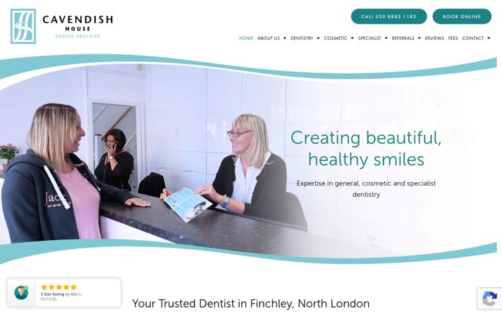 Snímek obrazovky cavendishdental.co.uk