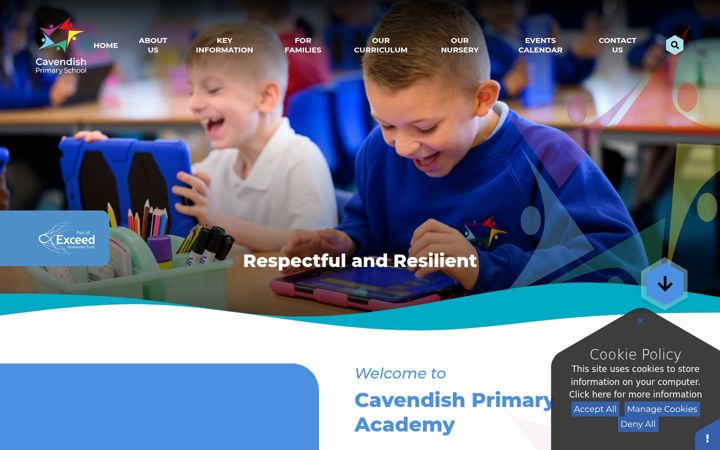 Snímek obrazovky cavendishprimaryacademy.co.uk