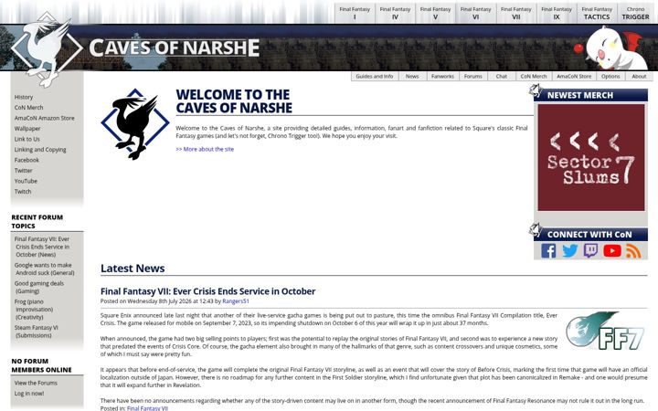 Screenshot of cavesofnarshe.com