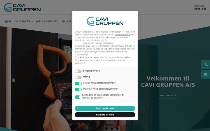 Screenshot of cavi-gruppen.dk