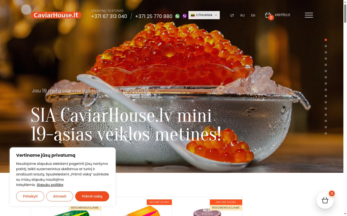 Screenshot del banner di consenso mostrato prima di qualsiasi interazione