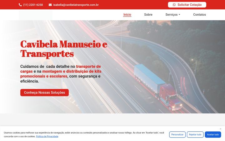 Screenshot of cavibelatransporte.com.br
