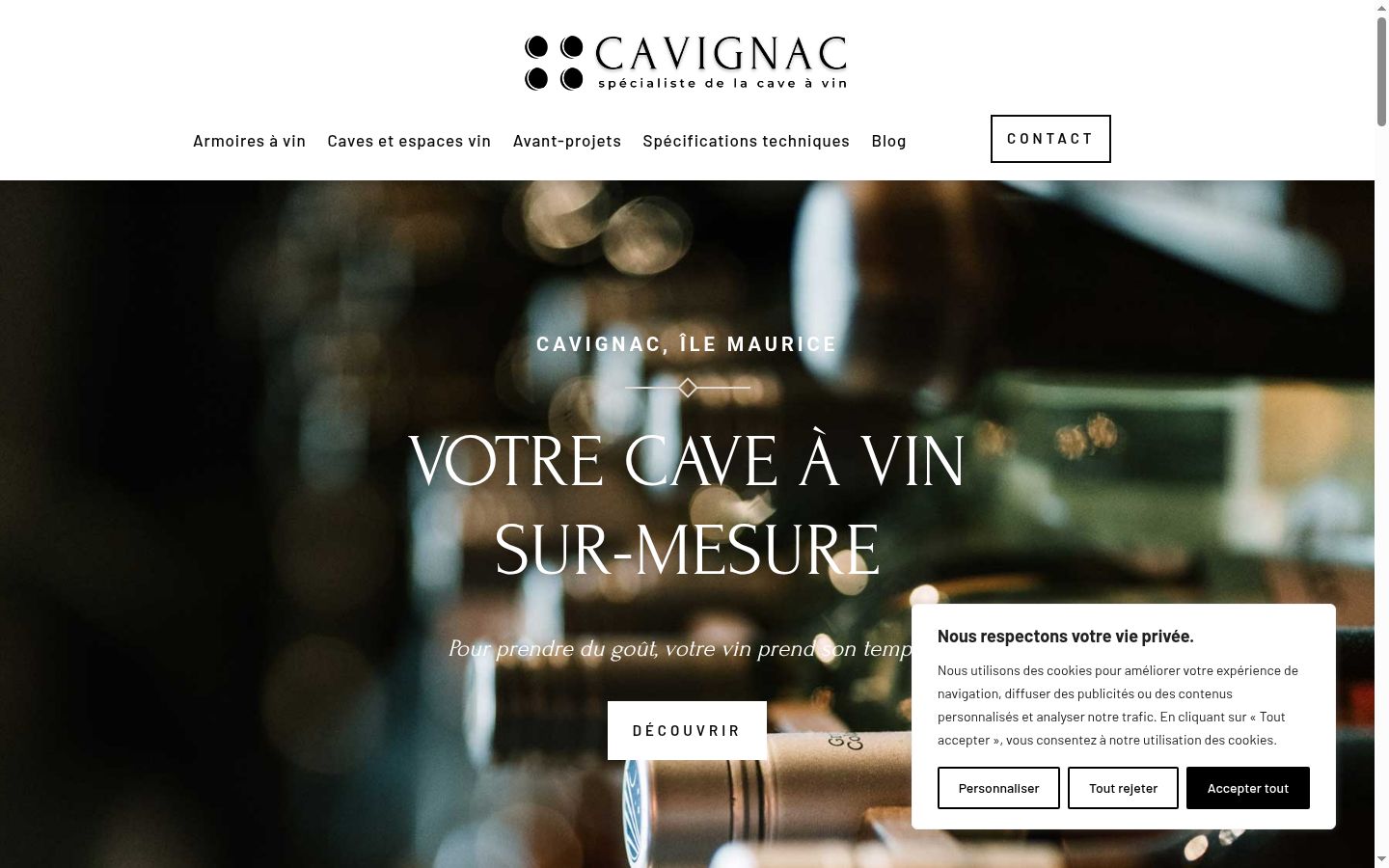 Capture d'écran de la bannière de consentement affichée avant toute interaction