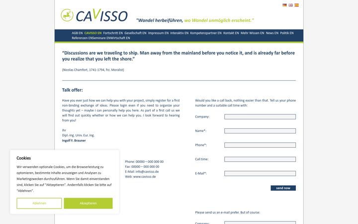 Skærmbillede af cavisso.de