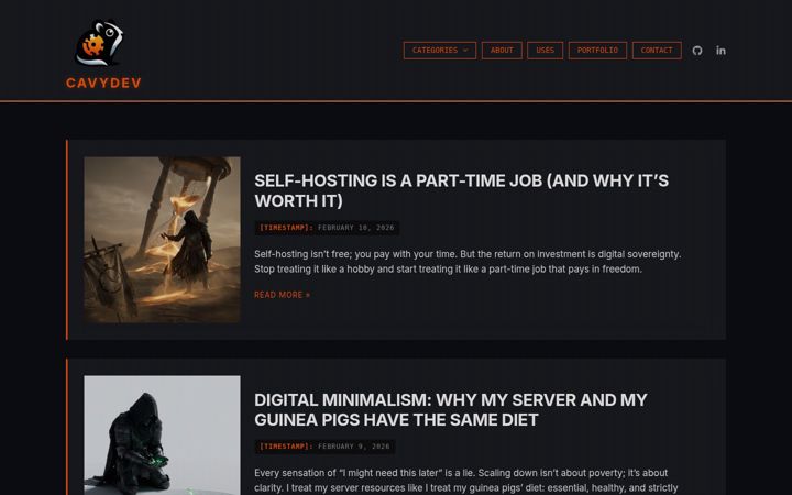 Screenshot of cavydev.com
