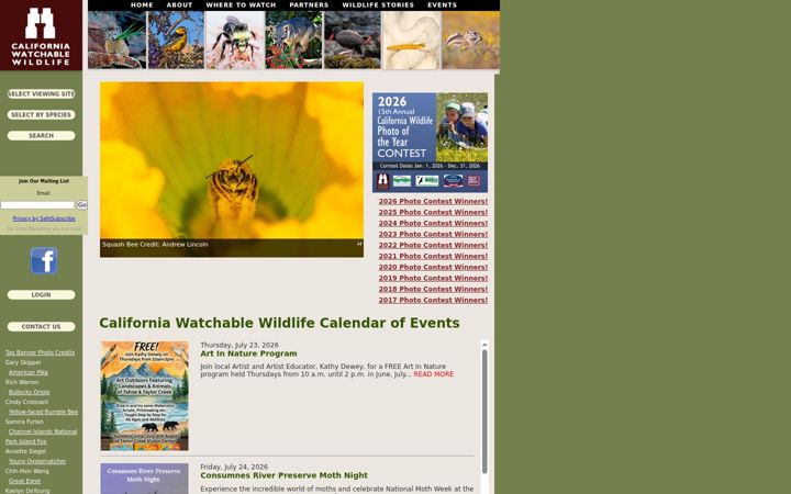 Screenshot of cawatchablewildlife.org