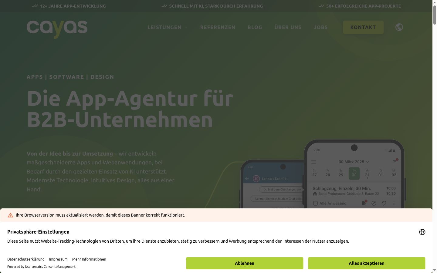 Screenshot del banner di consenso mostrato prima di qualsiasi interazione