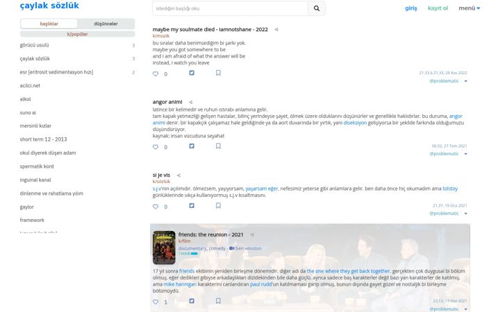 Screenshot of caylaksozluk.com.tr